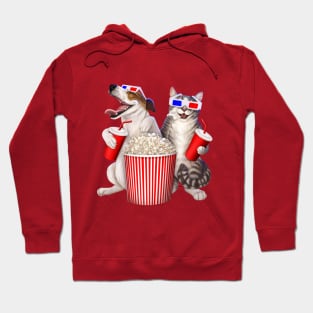 Dog and cat at the movies Hoodie